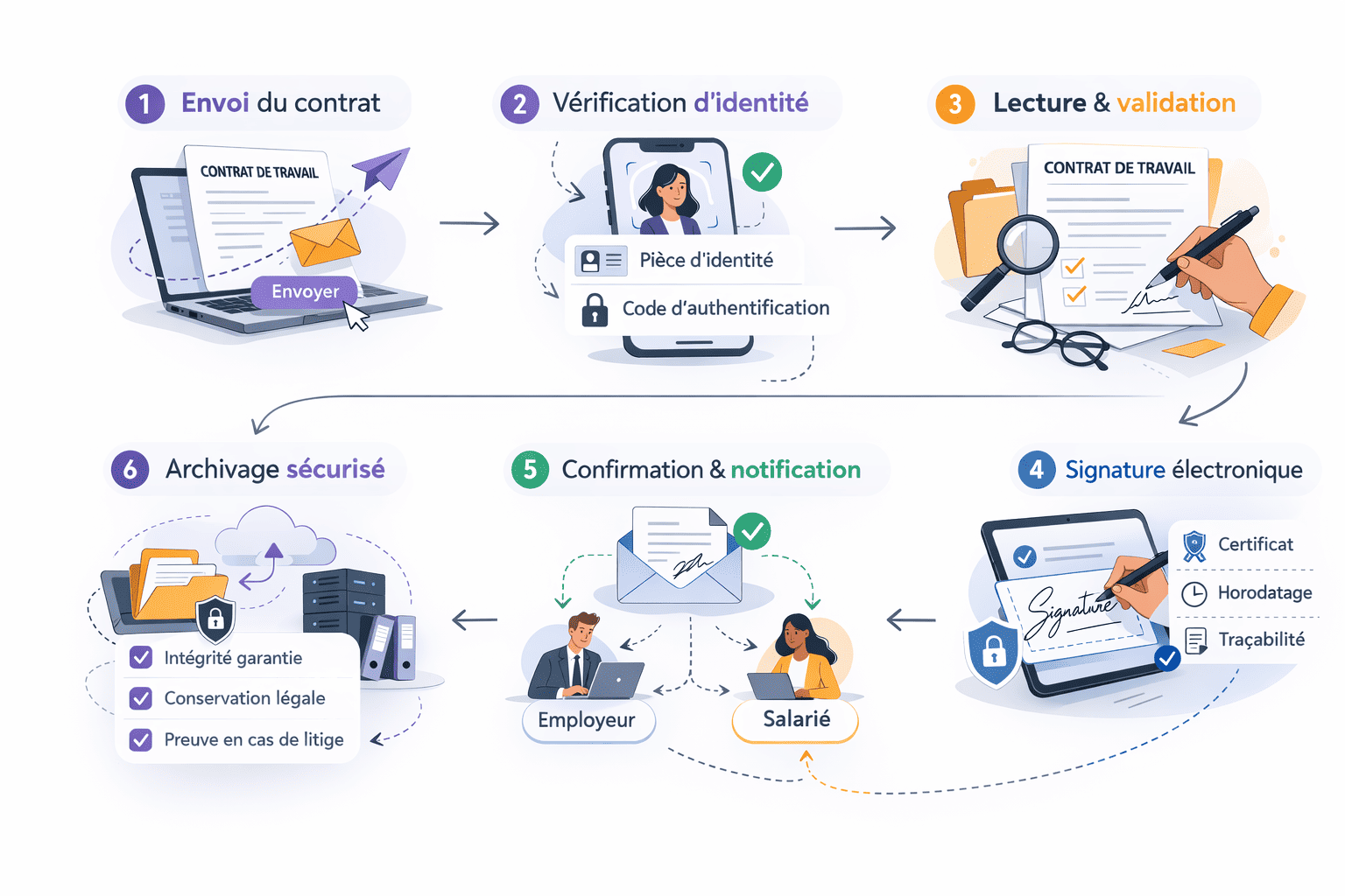 etapes signature electronique contrat de travail