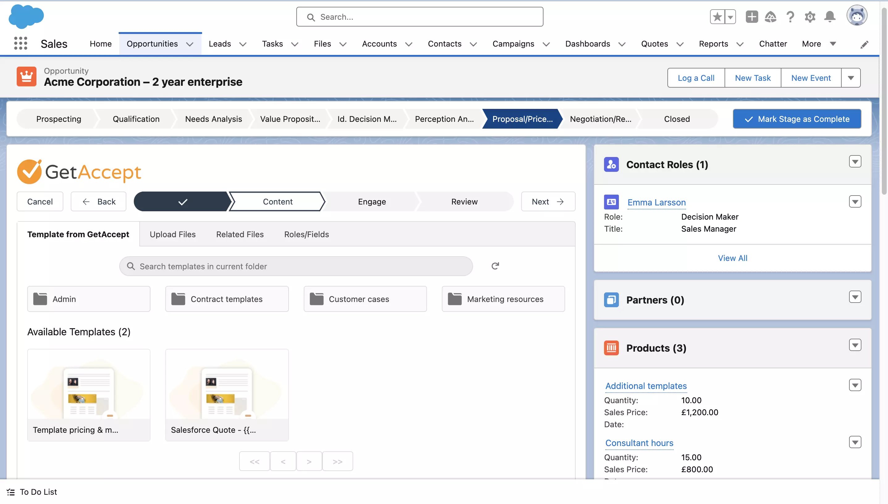 3. Sales collateral management in Salesforce with GetAccept