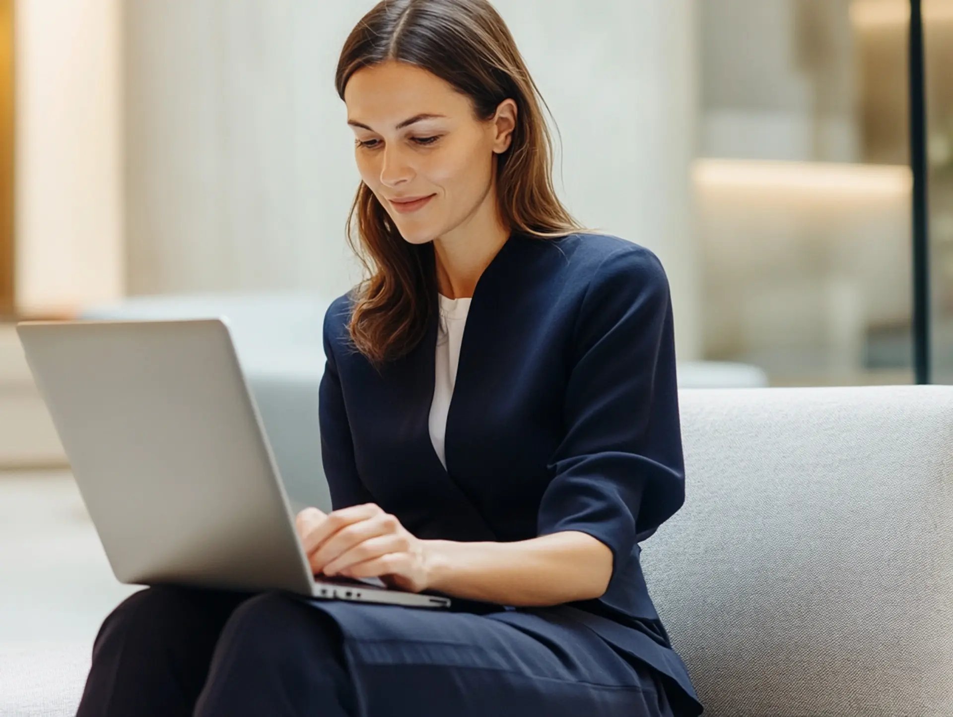 corporate_woman_working_on_sofa