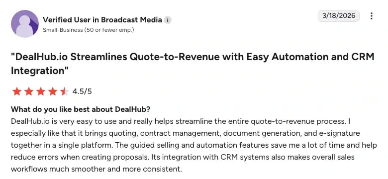 DealHub review - G2 A