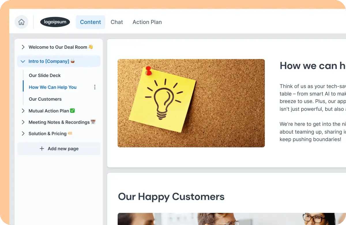 Full sales cycle digital sales room template