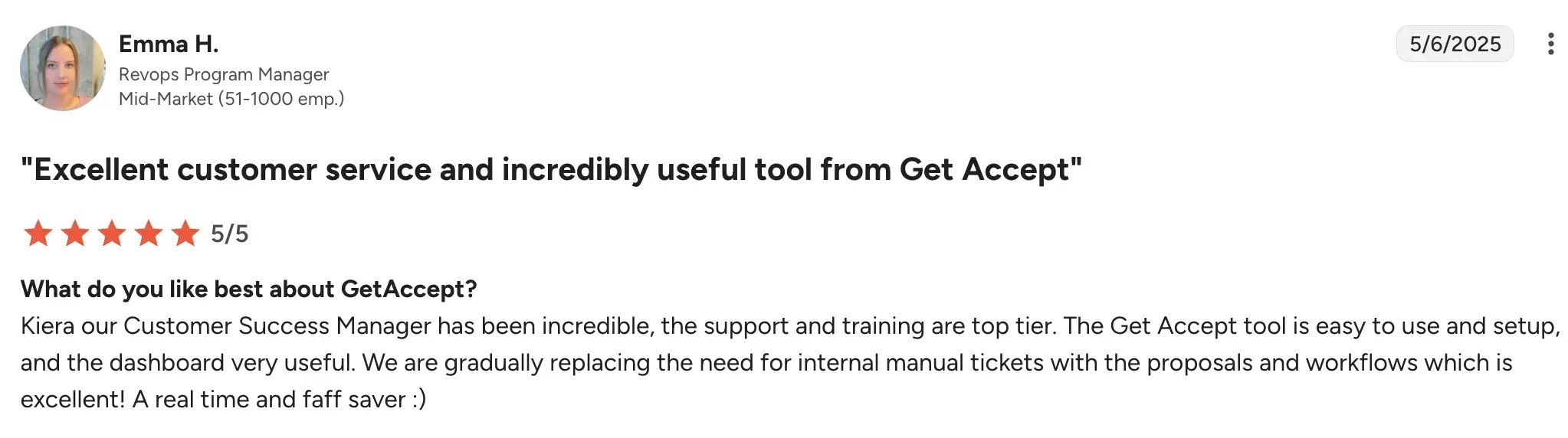 GetAccept G2 Review - Digital Sales Room Software - Revenue Operations Manager