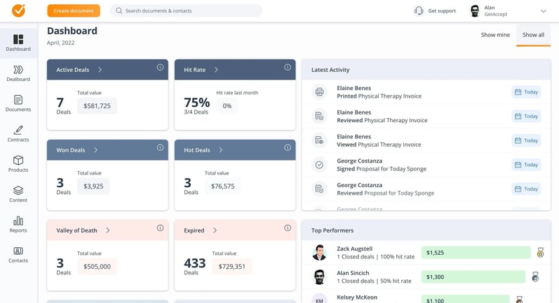 GetAccept blog - GetAccept dashboard