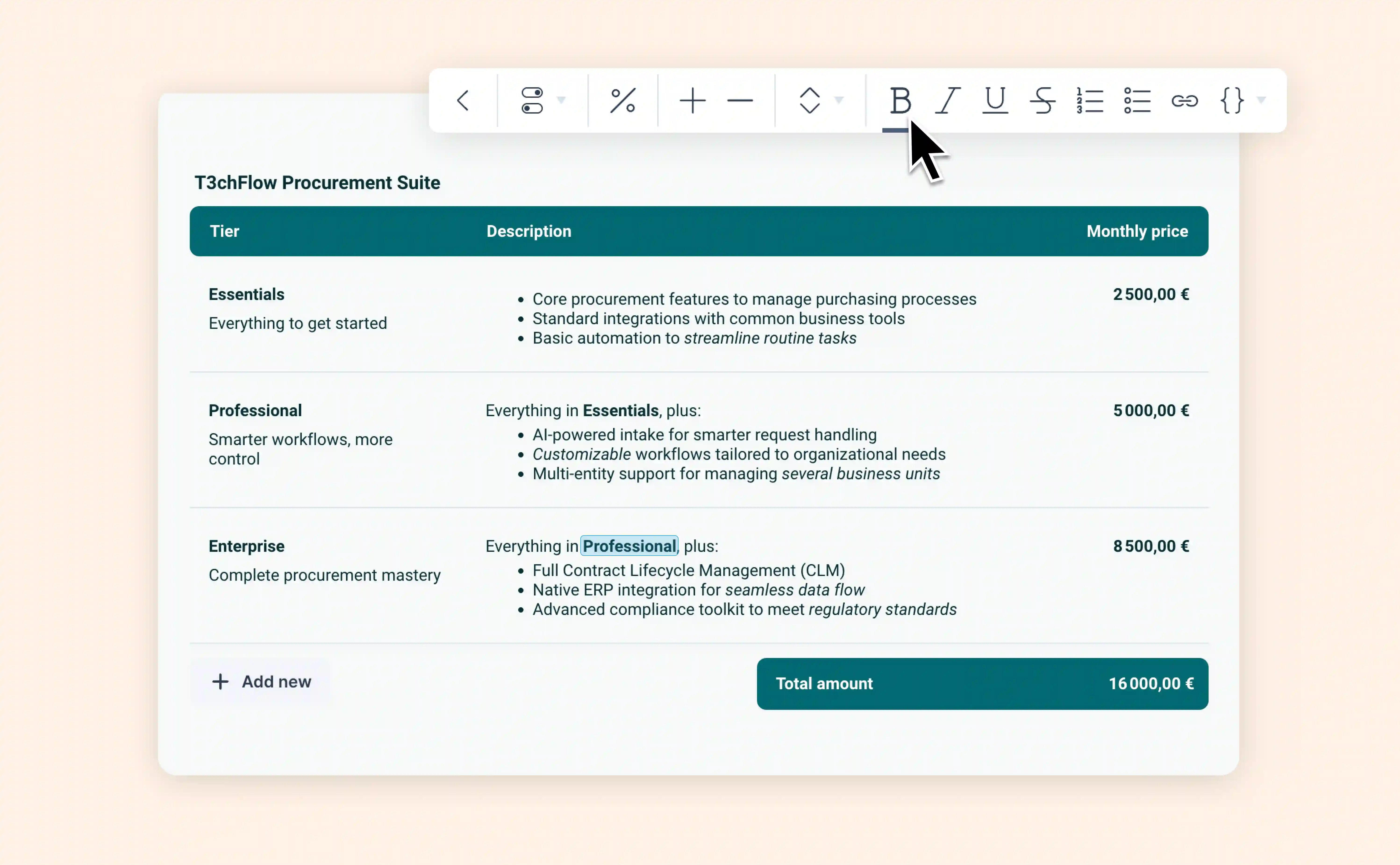 Bring clarity and structure to your pricing tables