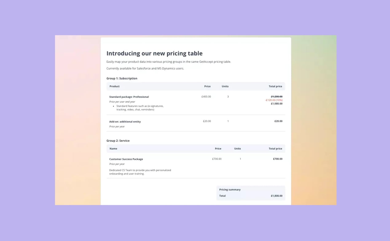 Flexible quoting with multiple pricing groups, tables, and profiles