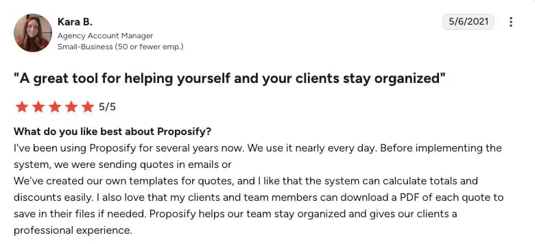 Proposify review - G2 B