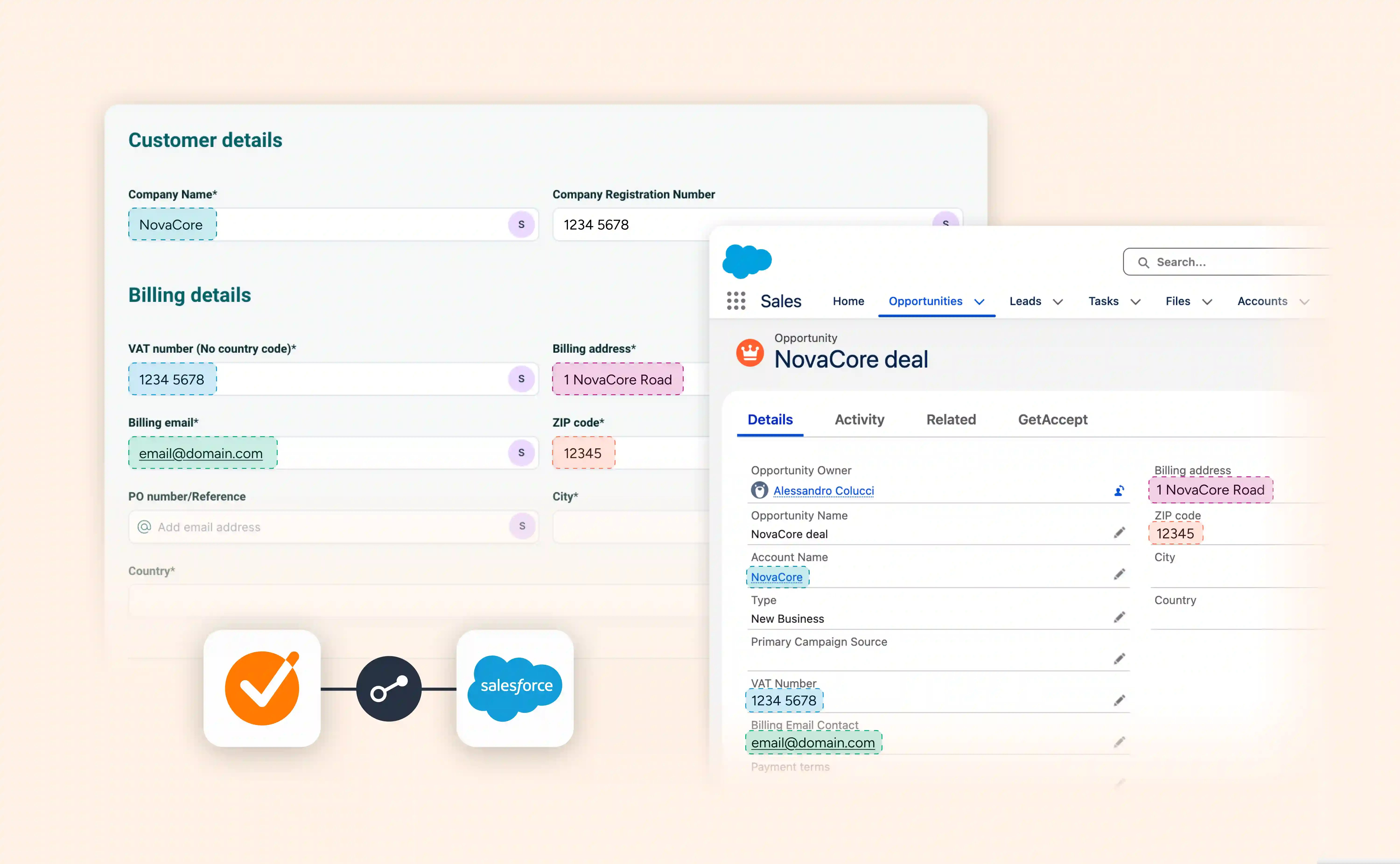 We’ve made it easier to push recipient-filled data from GetAccept documents into Salesforce