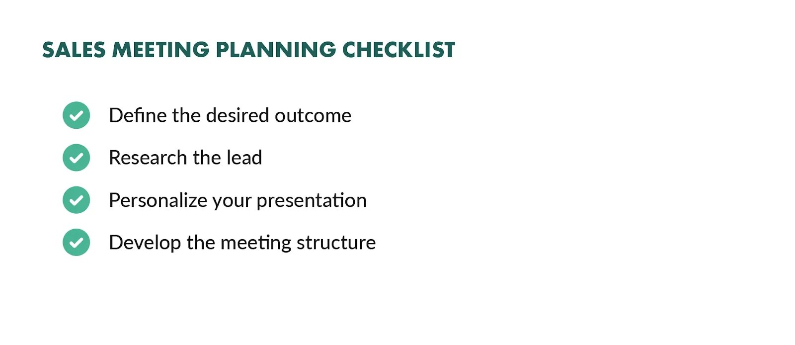 Sales meeting planning checklist