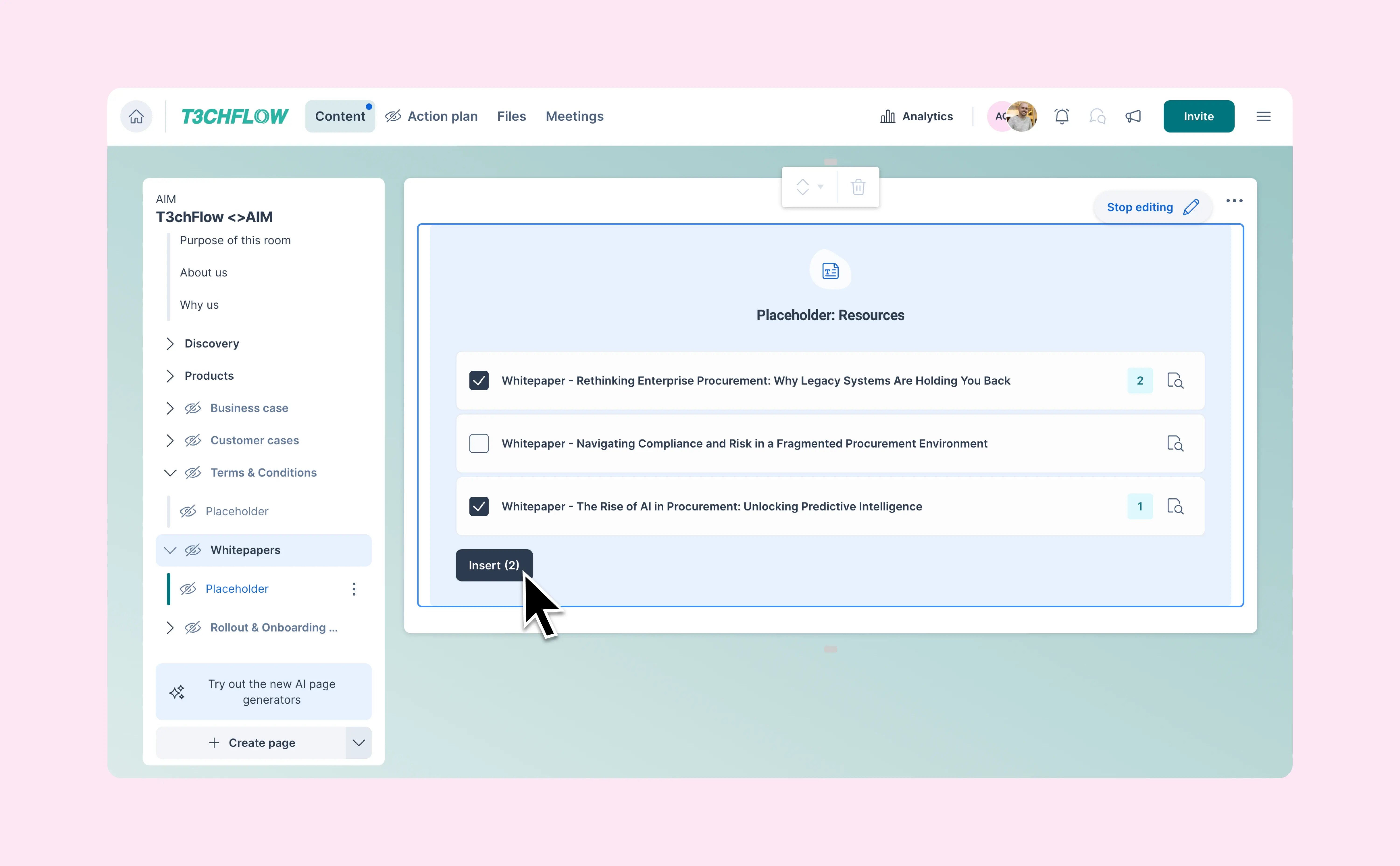 Add multiple resources at once from Deal Room placeholders
