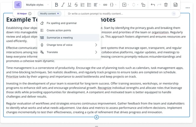 Summarize text with AI in GetAccept