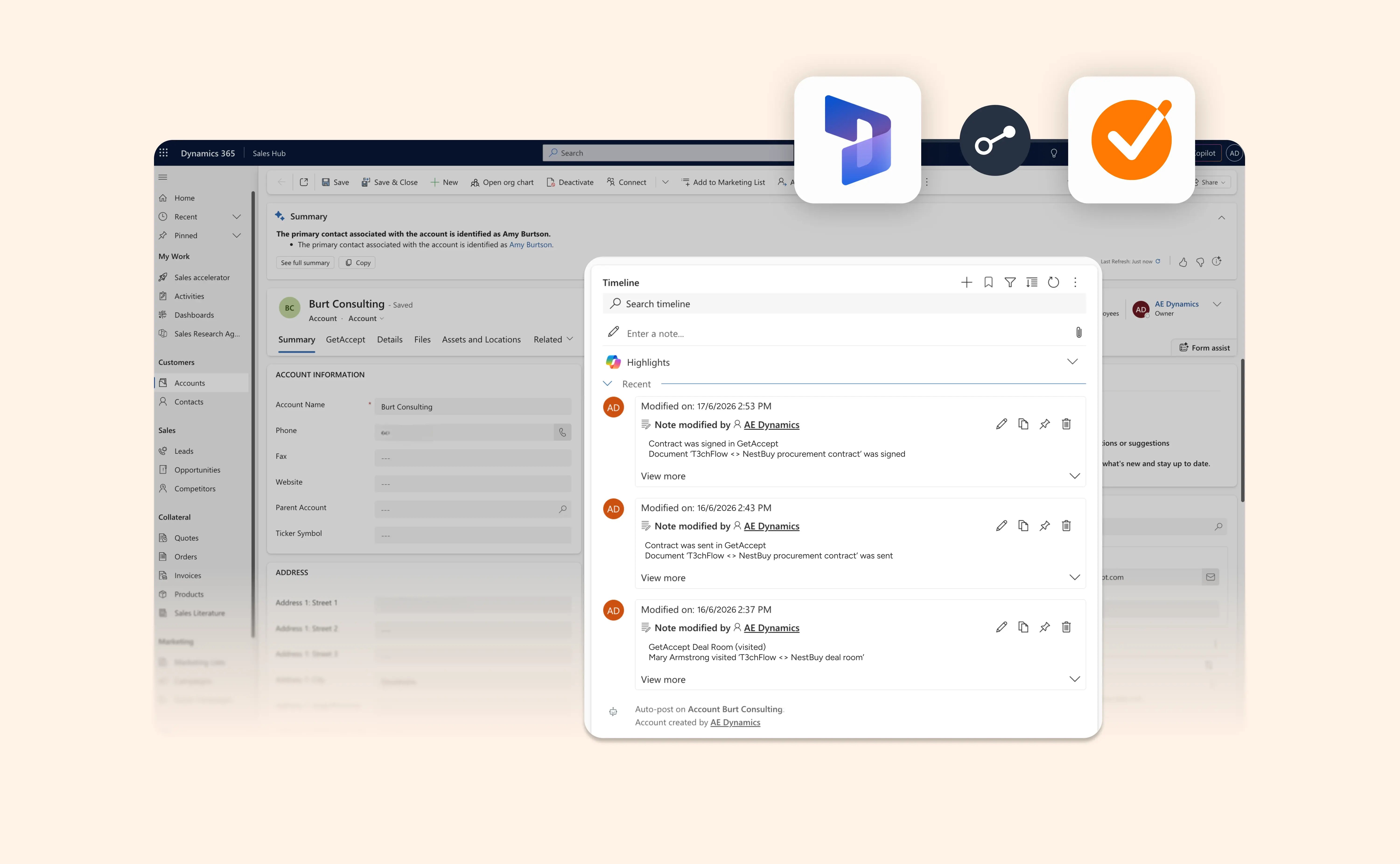 See GetAccept activity in your Microsoft Dynamics 365 timeline