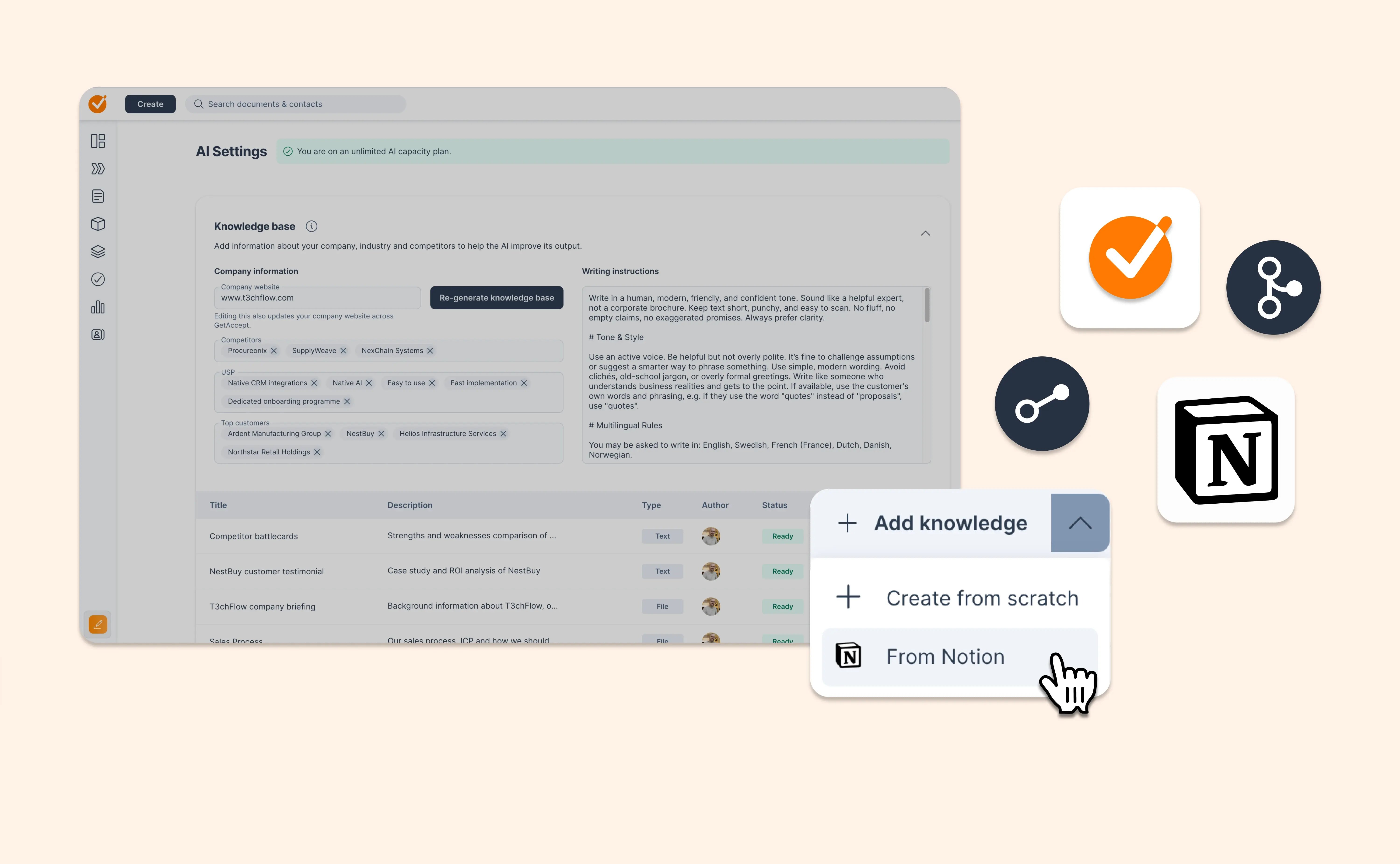 Turn your Notion workspace into knowledge for GetAccept AI