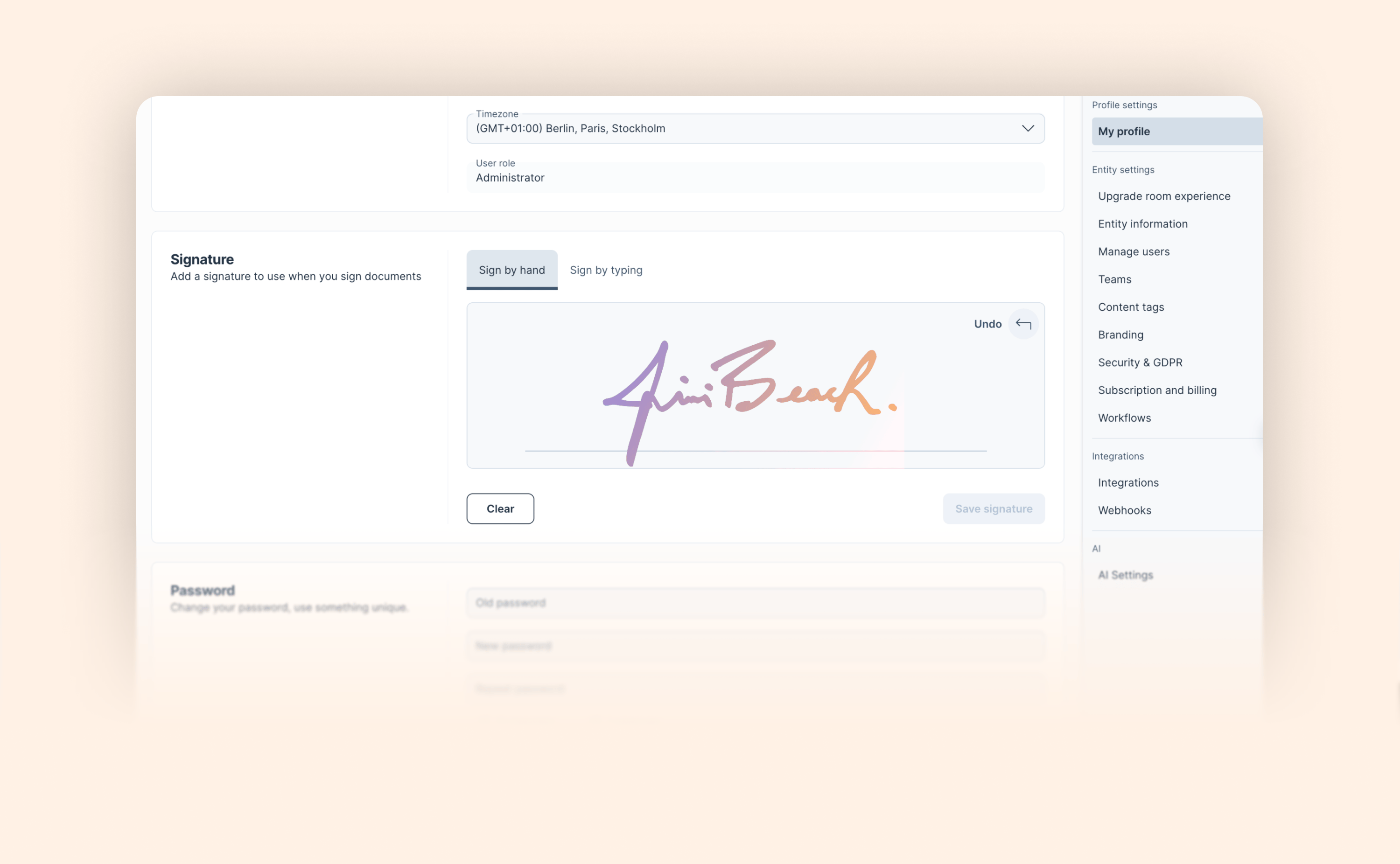 Set up your signature from your profile