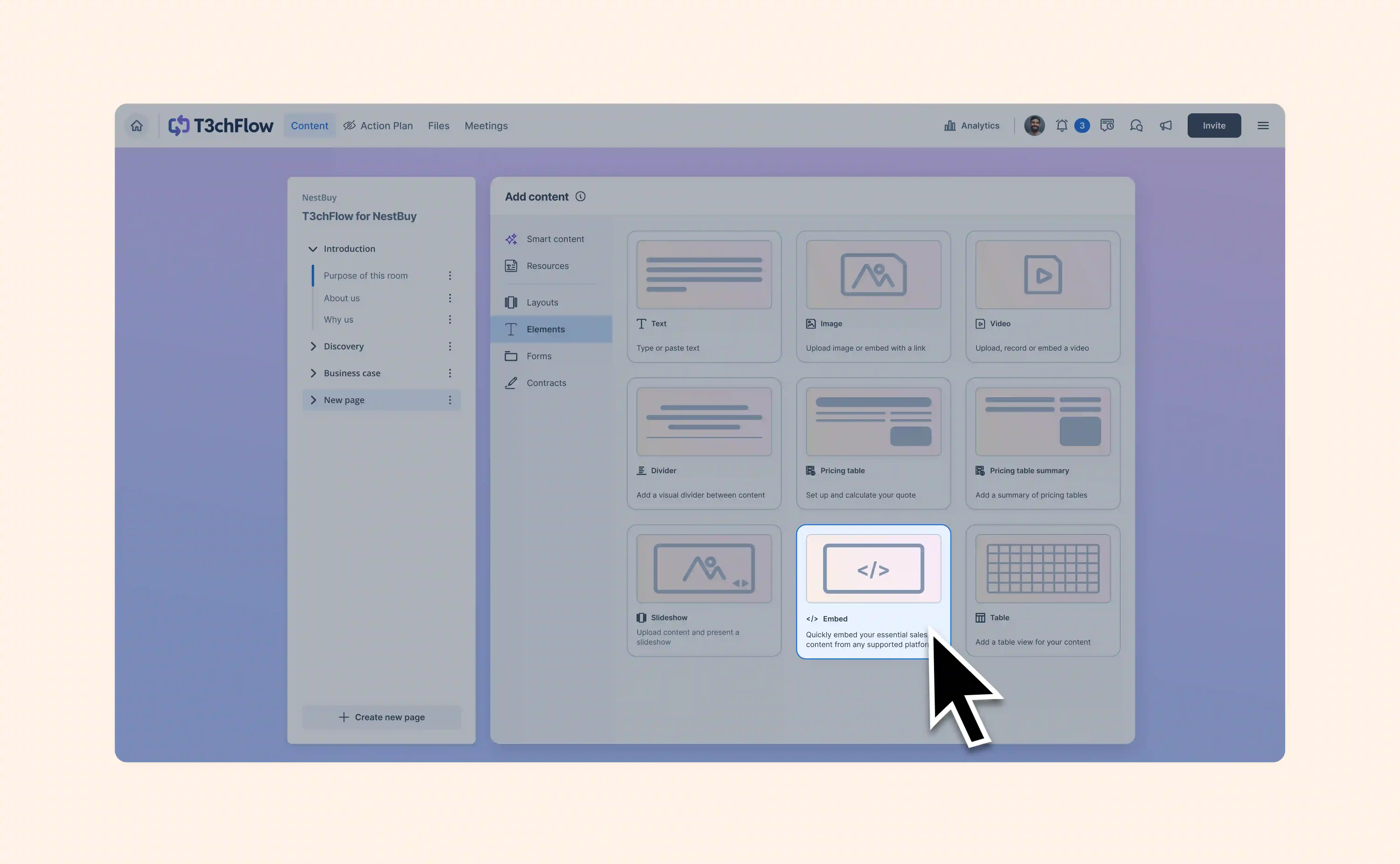 Bring live content straight into your rooms with the new ‘Embed’ element