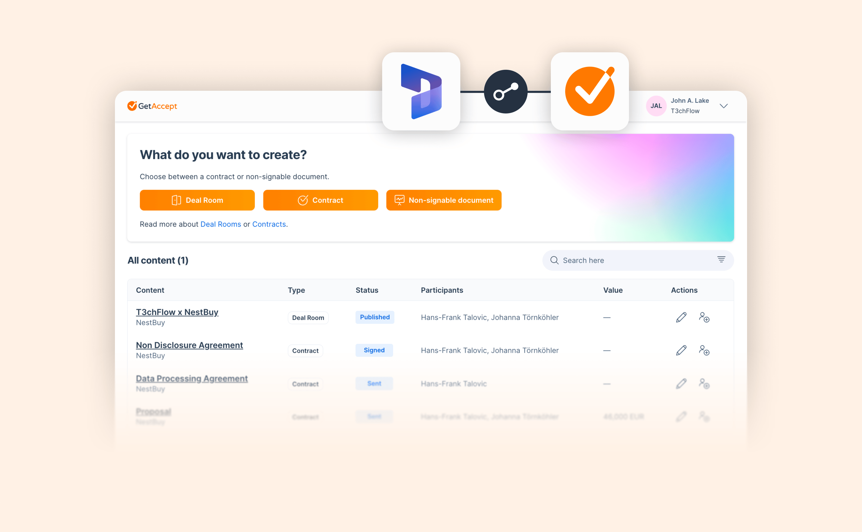 A cleaner view of your GetAccept content inside Microsoft Dynamics 365