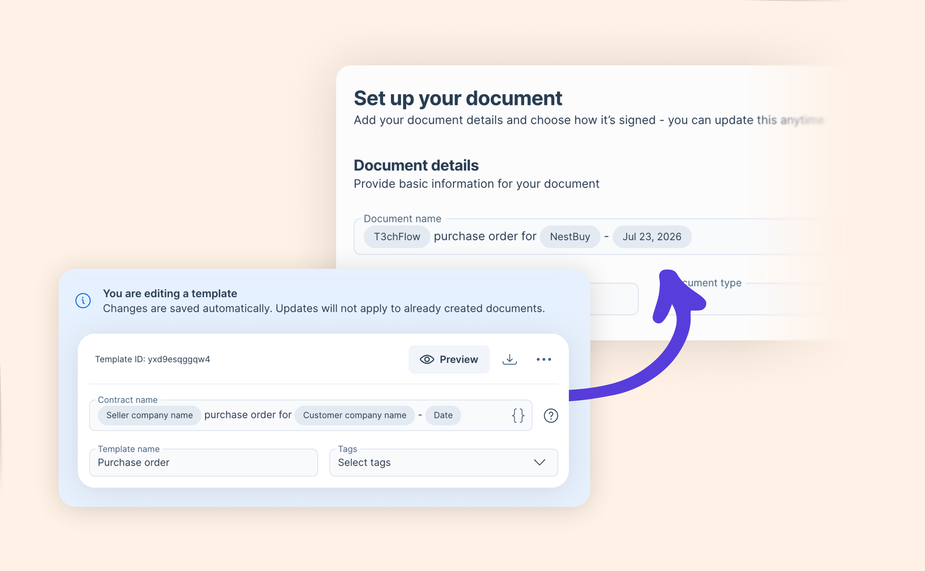 Des noms de documents plus clairs, renseignés automatiquement