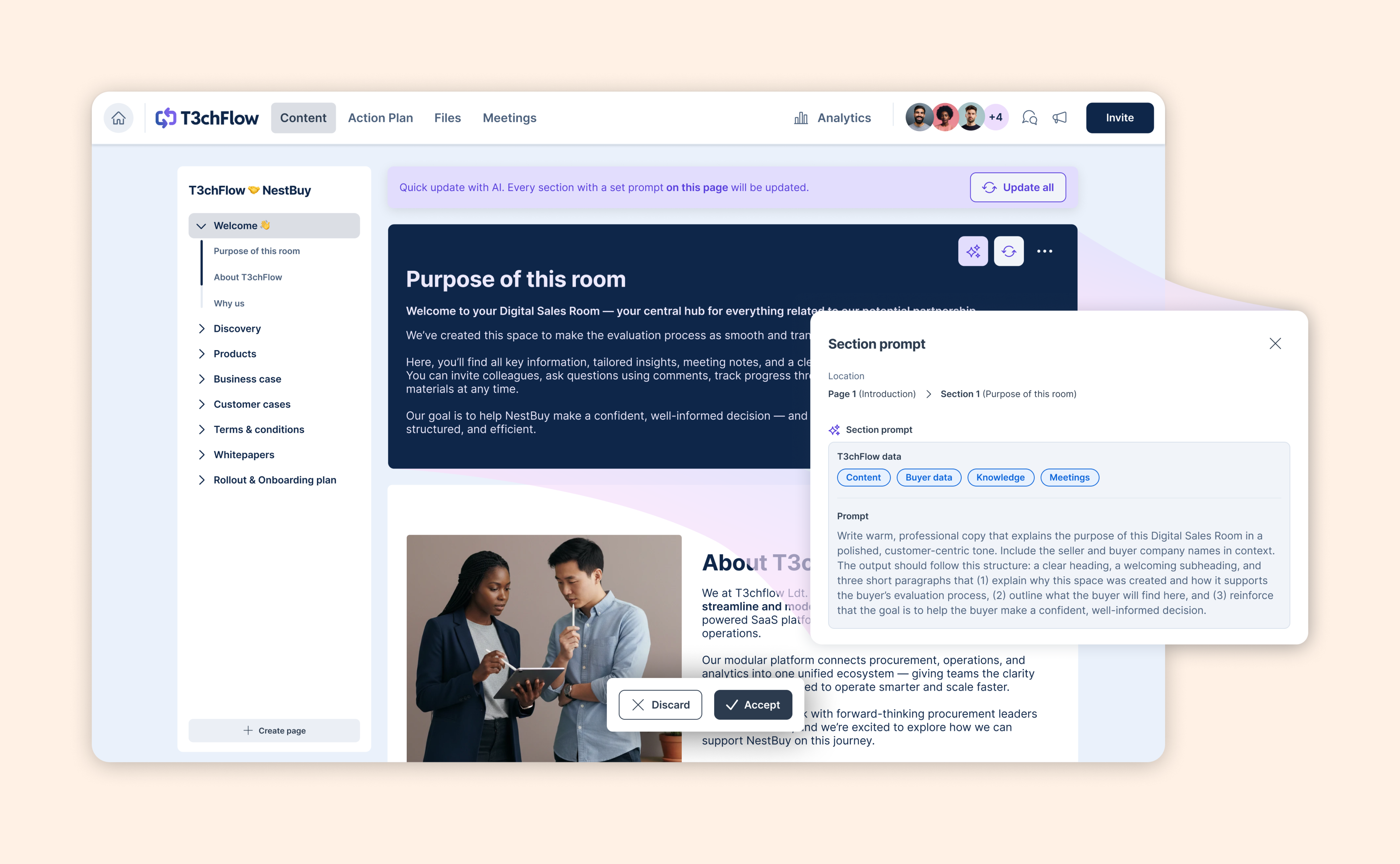 Section Prompts: Build and update sales content in one click, zero prompting required