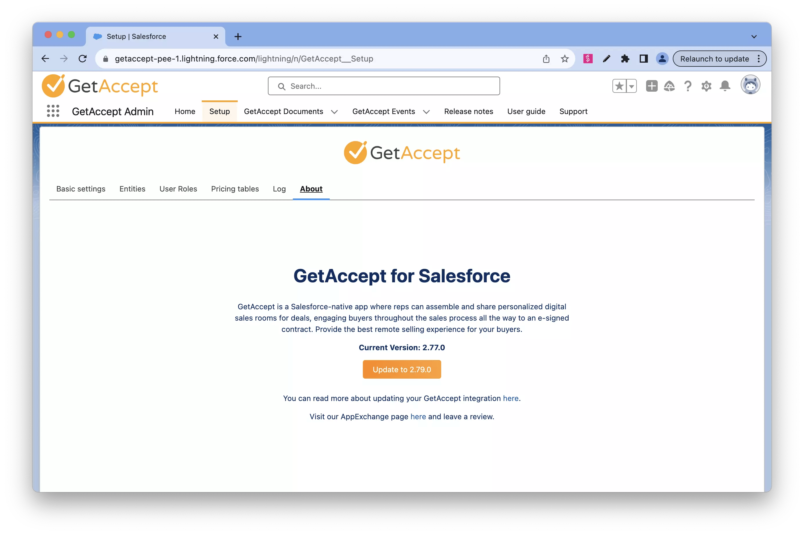 update GetAccept for Salesforce