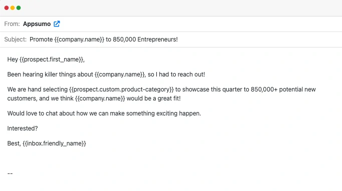 Appsumo email template