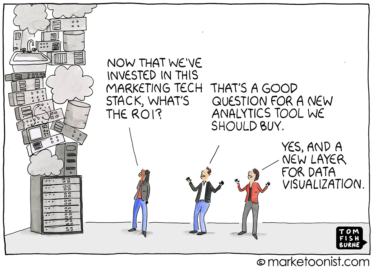 Funny cartoon on tech stack