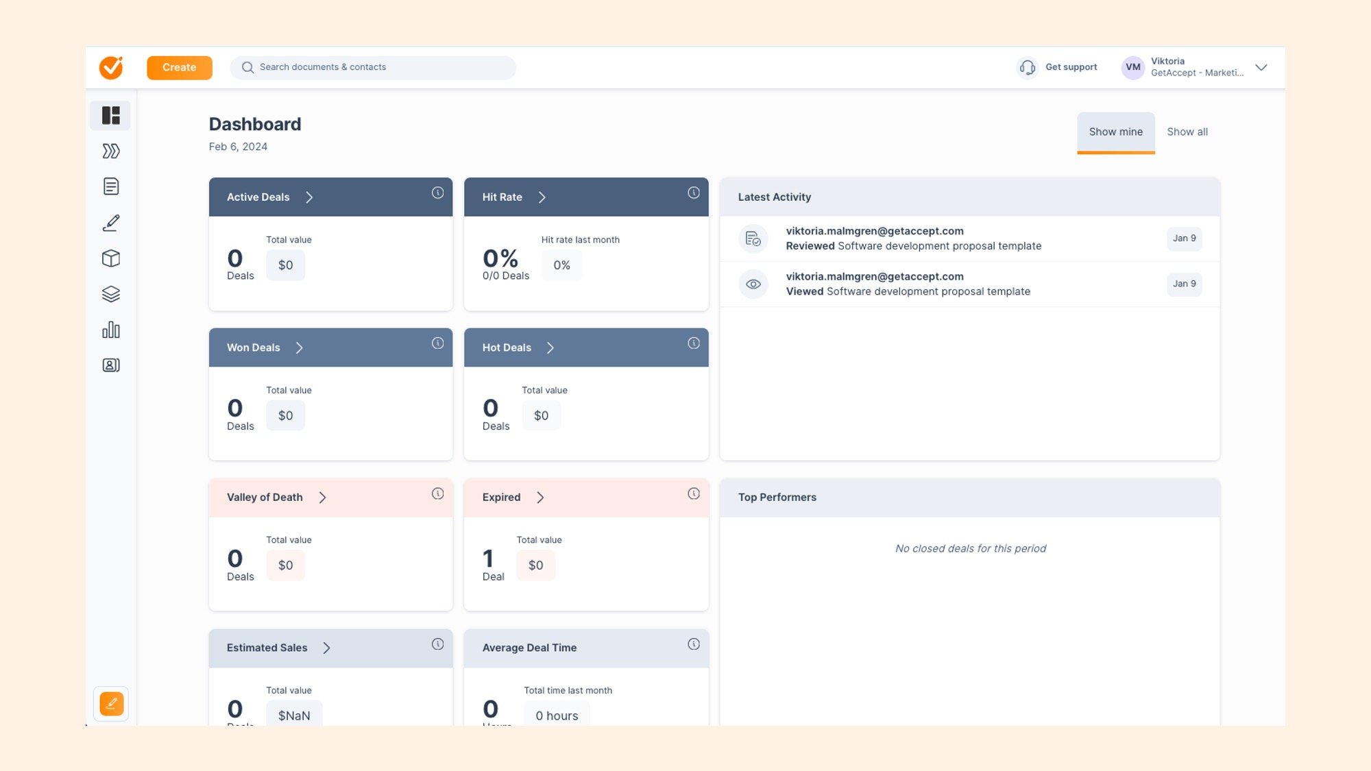 GetAccept_ Dashboard View_Best proposal software