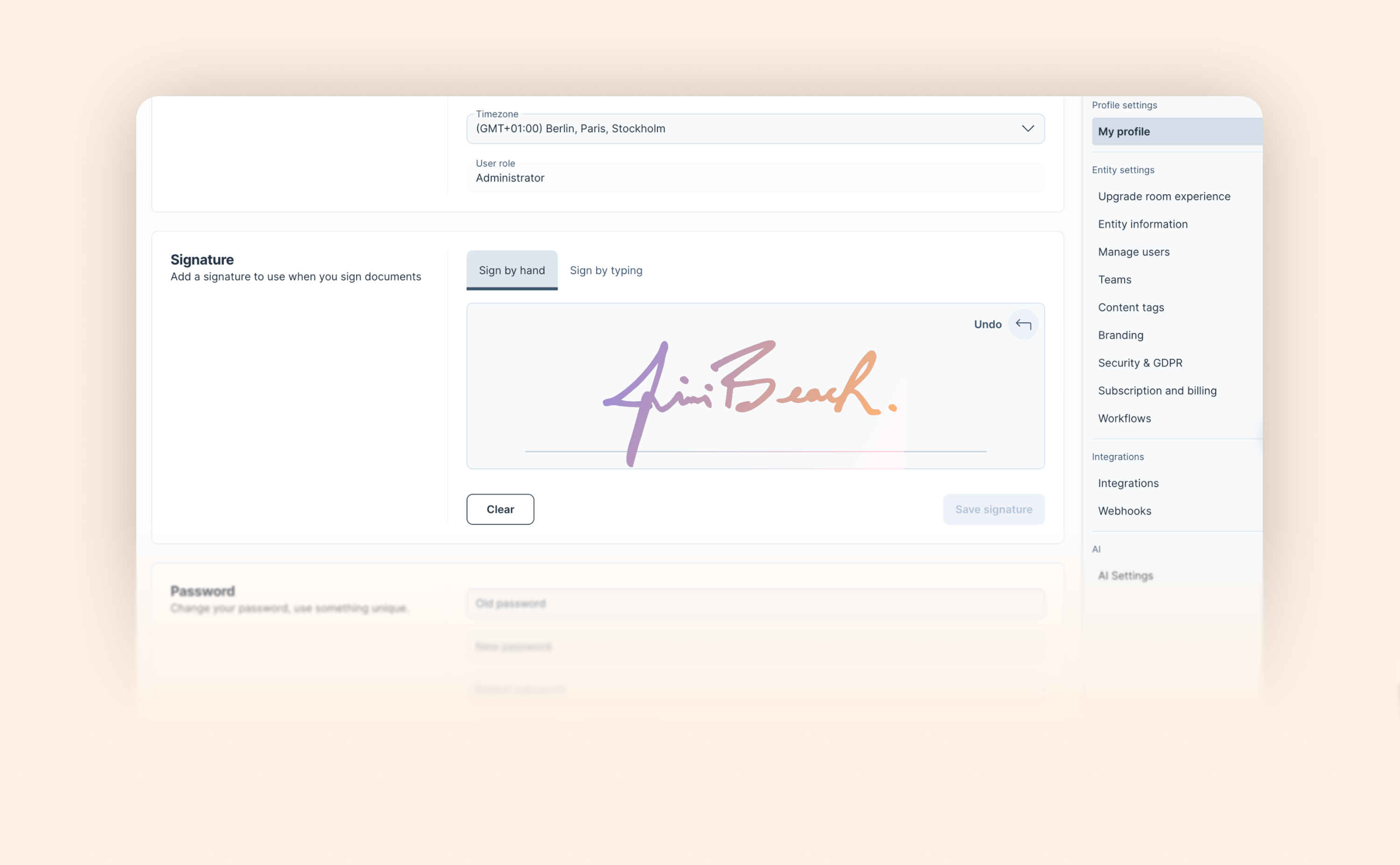 Set up your signature from your profile