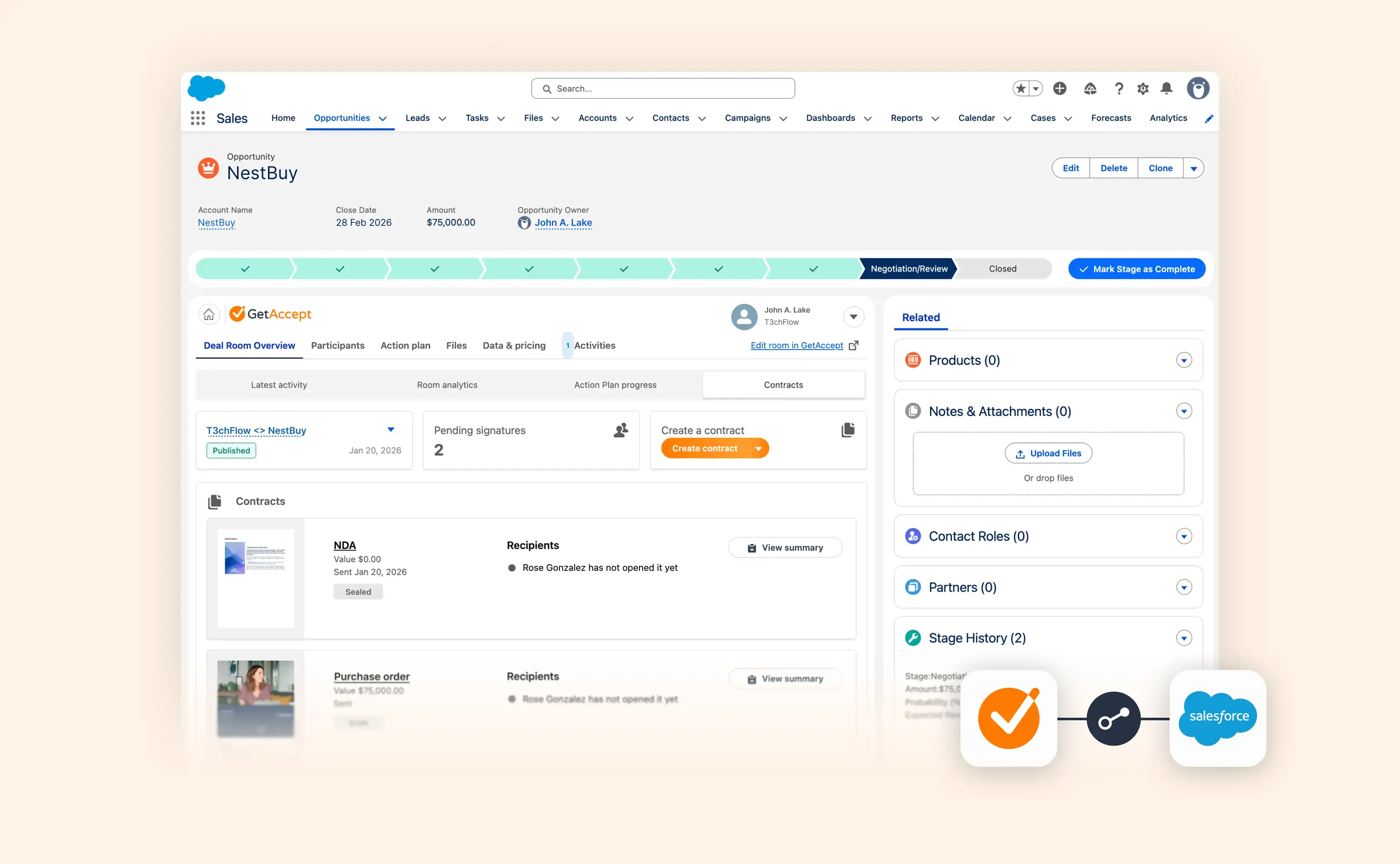 Deal Rooms et Contrats, désormais clairement connectés dans Salesforce
