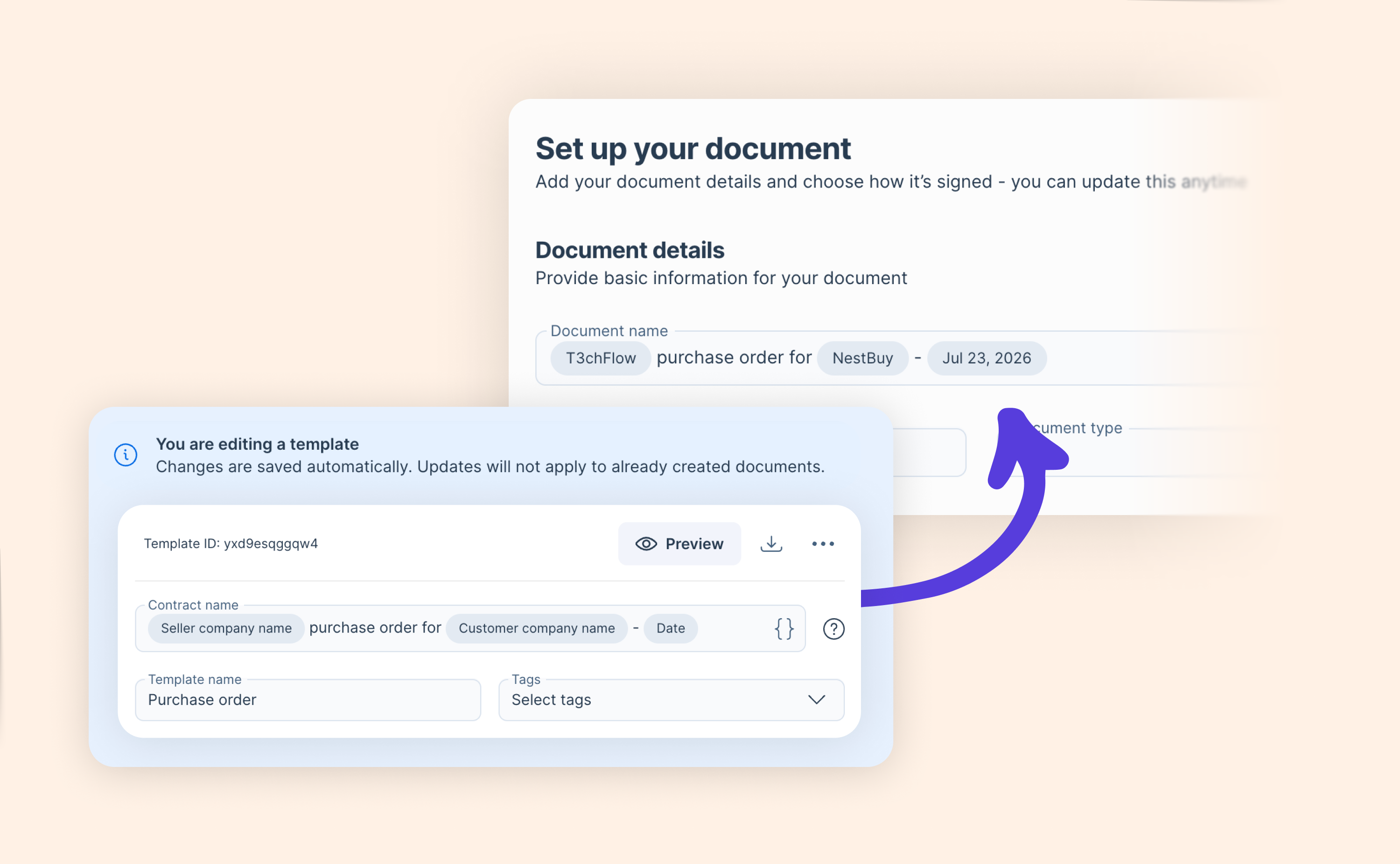 Des noms de documents plus clairs, renseignés automatiquement